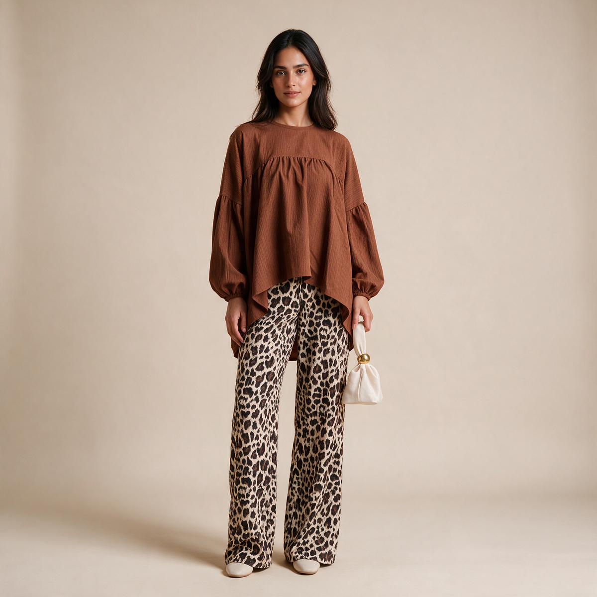 Flowy Balloon Sleeve Blouse