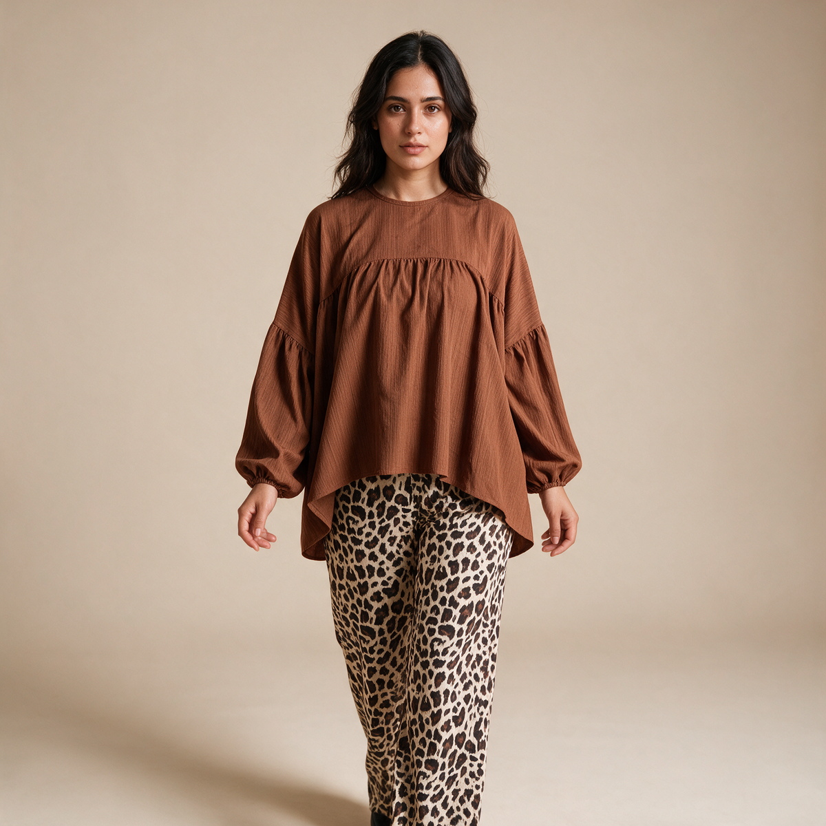 Flowy Balloon Sleeve Blouse