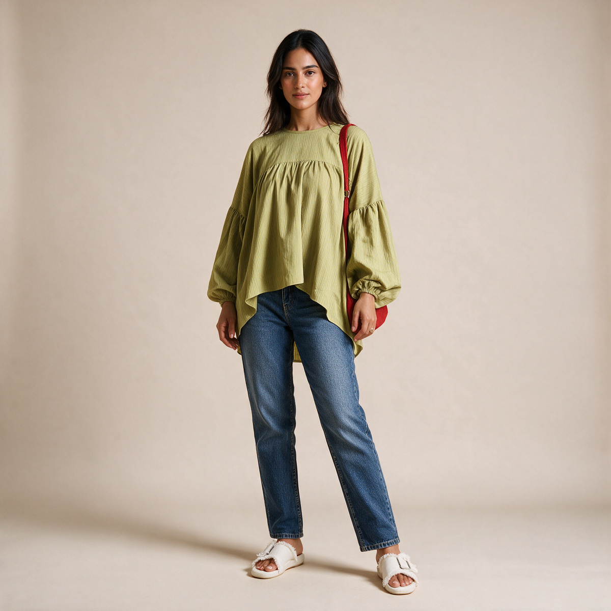 Flowy Balloon Sleeve Blouse