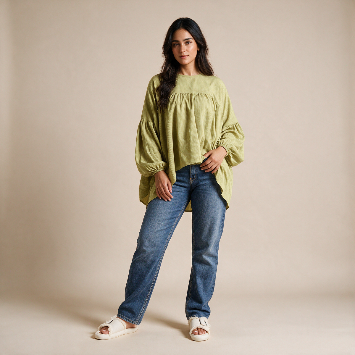 Flowy Balloon Sleeve Blouse