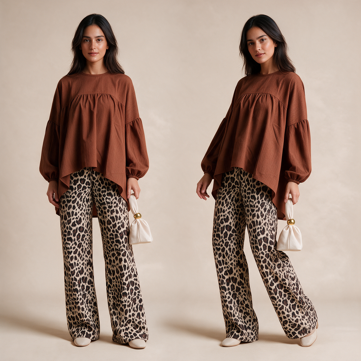 Flowy Balloon Sleeve Blouse