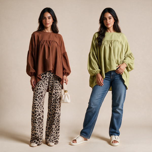 Flowy Balloon Sleeve Blouse