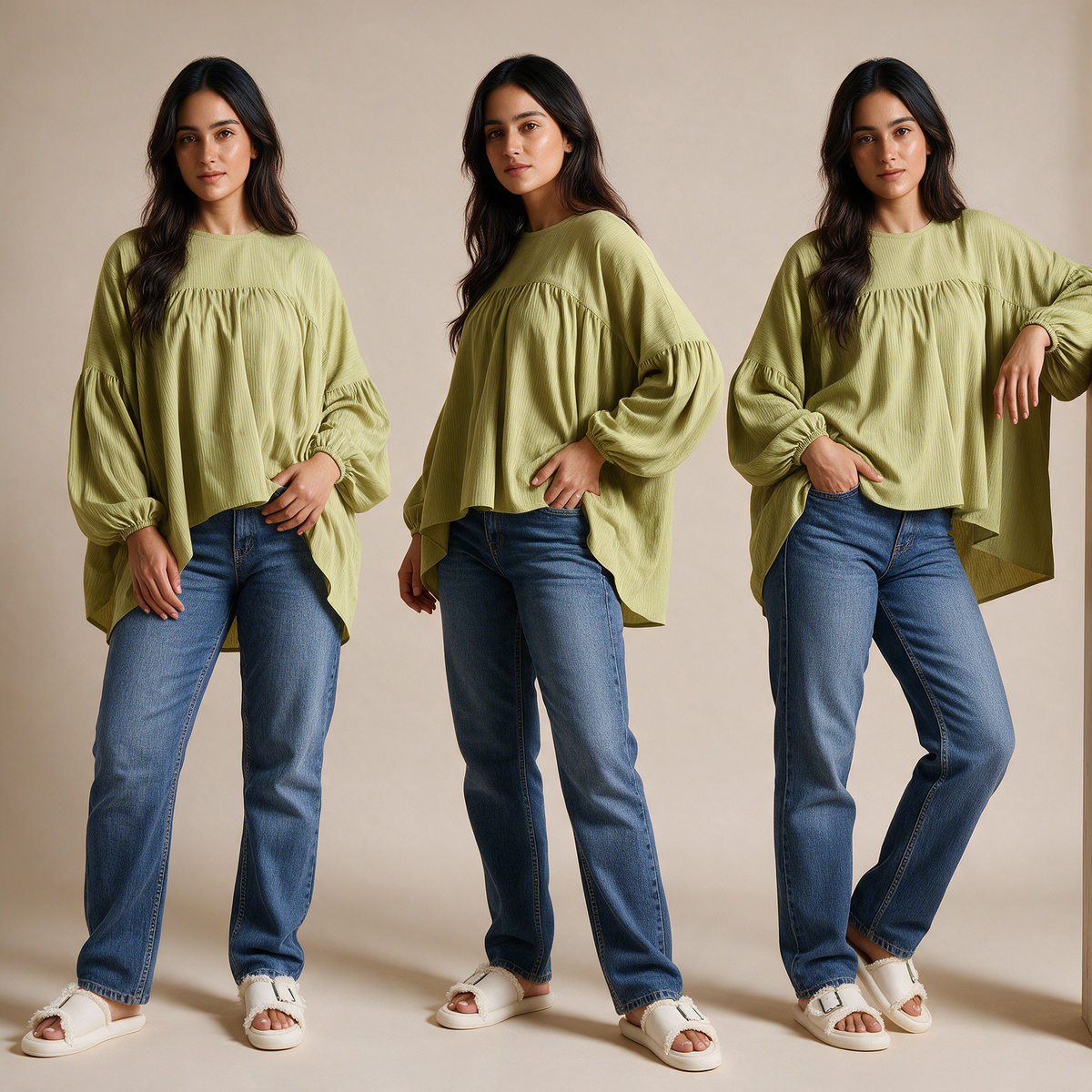Flowy Balloon Sleeve Blouse