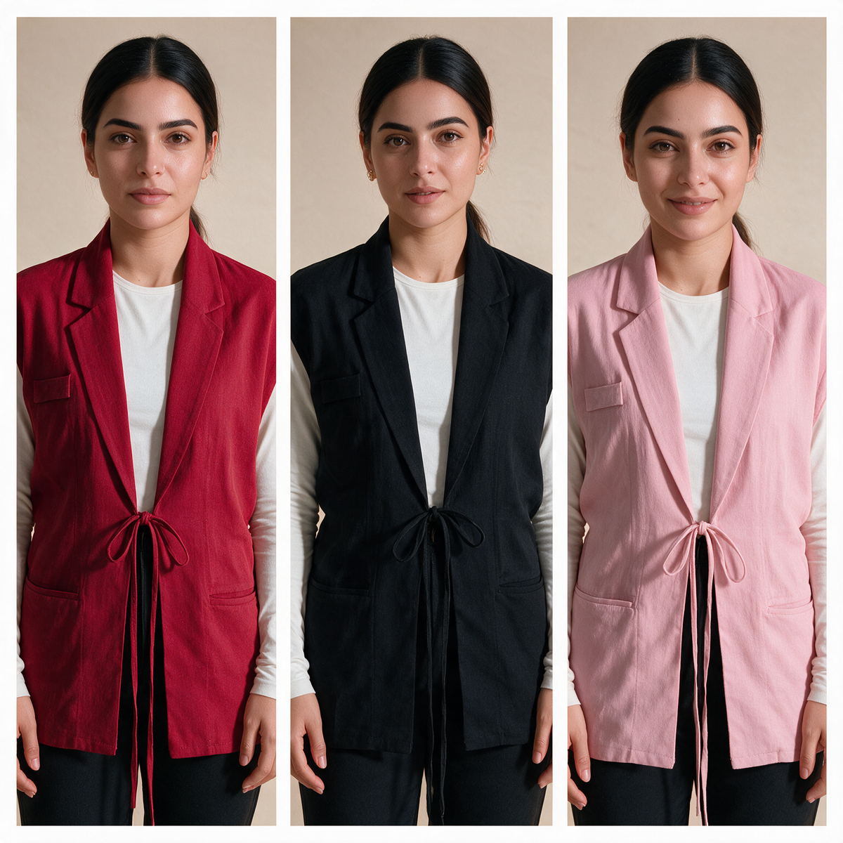 Belted Sleeveless Blazer
