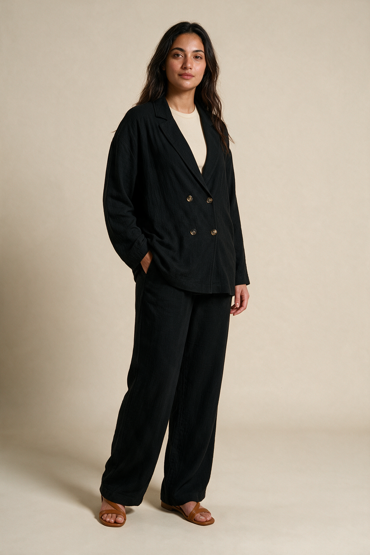 Soft Linen Blazer Set