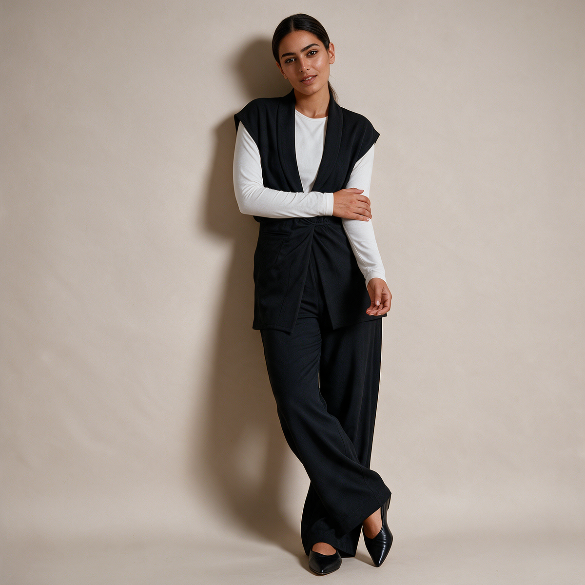 Belted Sleeveless Blazer