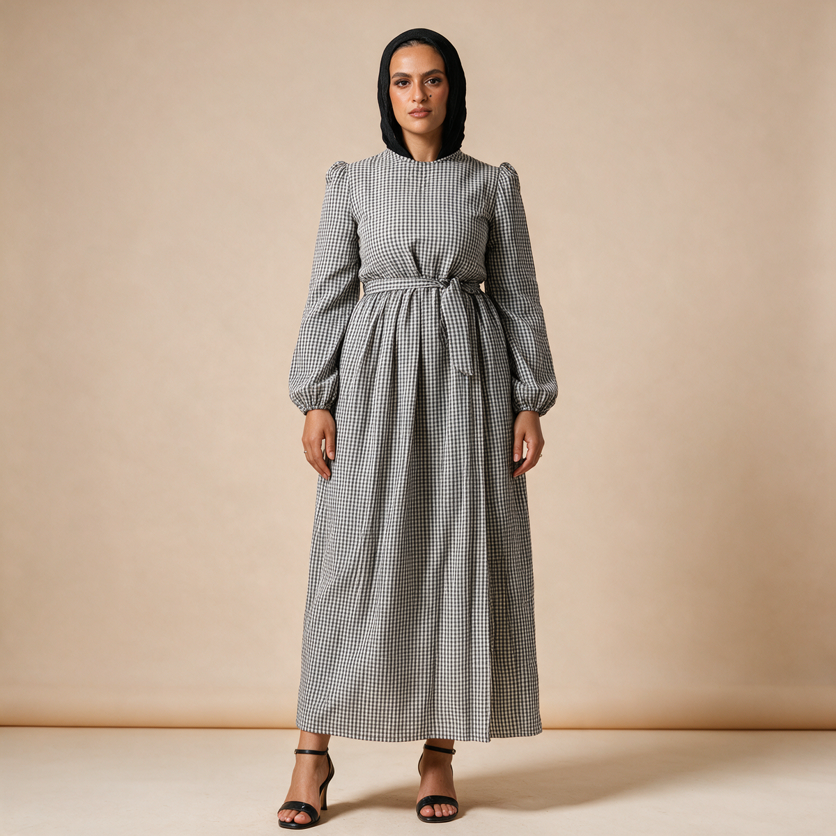 Gingham Belted Maxi Dress