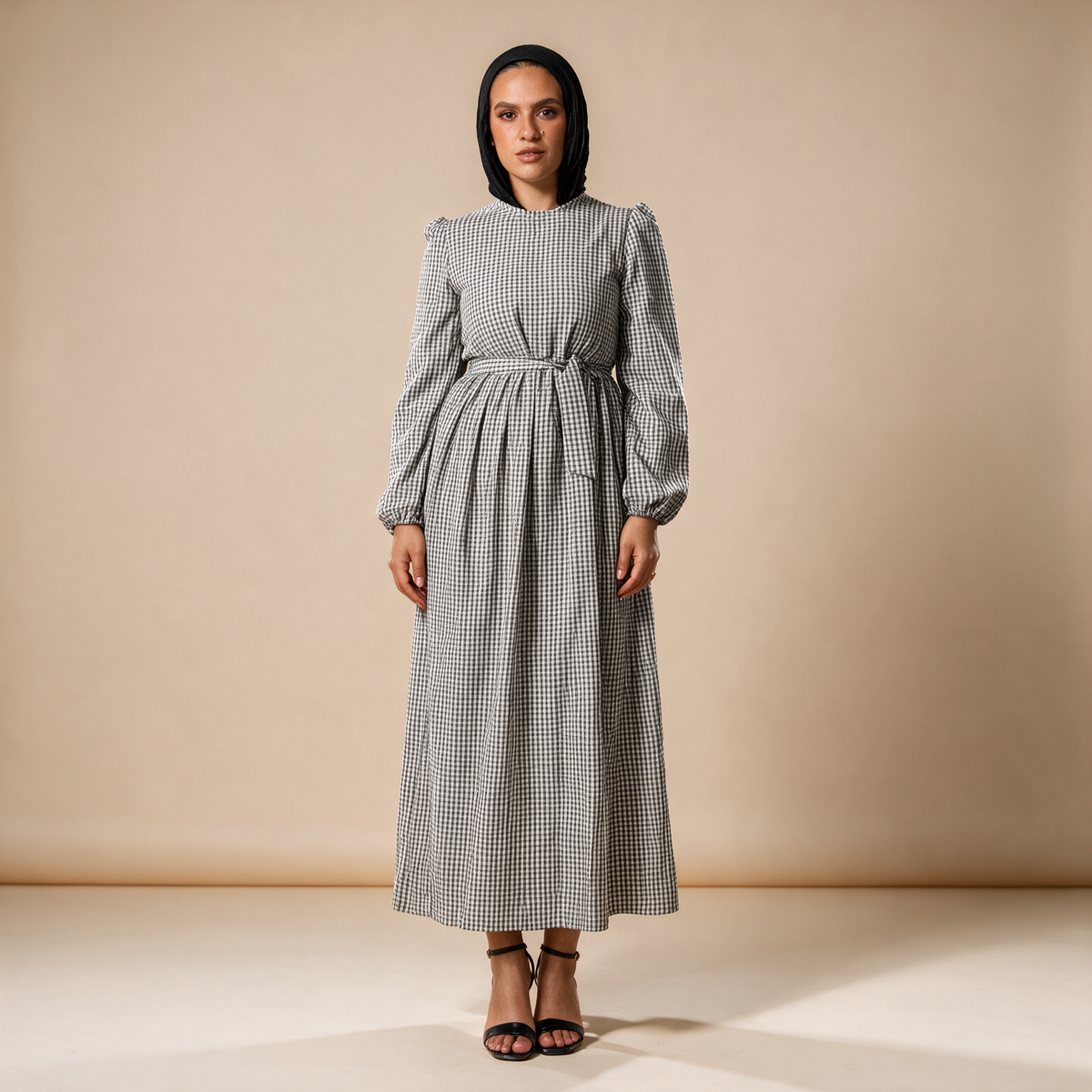Gingham Belted Maxi Dress