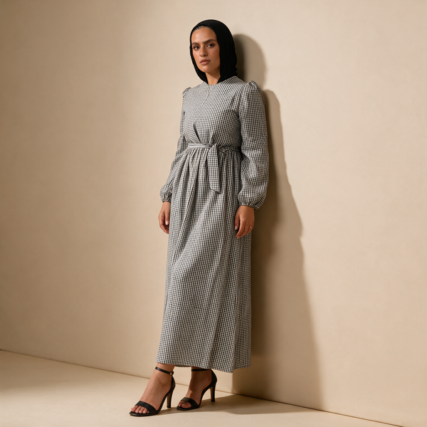 Gingham Belted Maxi Dress