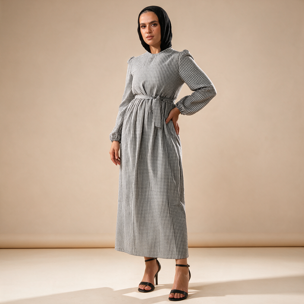 Gingham Belted Maxi Dress