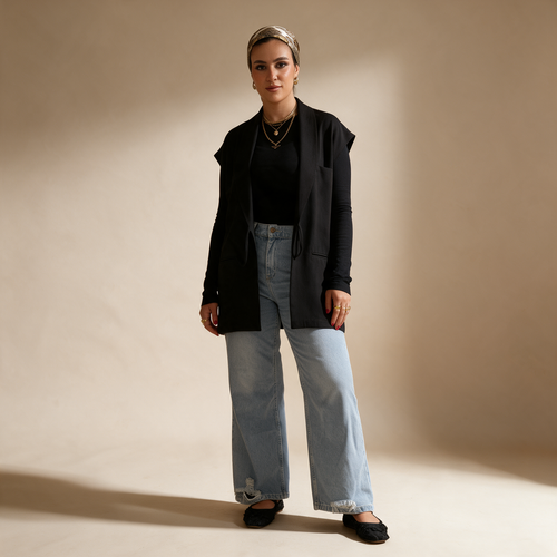 Belted Sleeveless Blazer